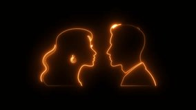 Neon glowing man and woman face profile silhouette on black background, romantic couple outline, relationship communication concept, futuristic blue light portrait, love connection digital - Powered by Shutterstock - Get 15% off with code: PIKWIZARD15