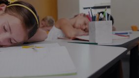 Animation of mathematical equations over schoolchildren using laptop. Global business connections digital interface and technology concept digitally generated video. - Powered by Shutterstock - Get 15% off with code: PIKWIZARD15