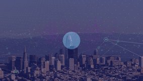 Animation of network of connections over cityscape and digital interface. Global social media, networking and communication concept digitally generated video. - Powered by Shutterstock - Get 15% off with code: PIKWIZARD15