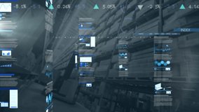 Animation of data processing over warehouse. Global shipping, computing and digital interface concept digitally generated video. - Powered by Shutterstock - Get 15% off with code: PIKWIZARD15
