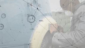 Animation of network of connections and statistics over network of connections. Global digital interface technology and networking concept digitally generated video. - Powered by Shutterstock - Get 15% off with code: PIKWIZARD15