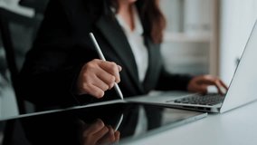 Business professional analyzing artificial intelligence concepts while working on laptop in modern office setting showcasing technology and innovation Gluon. - Powered by Shutterstock - Get 15% off with code: PIKWIZARD15