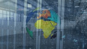 Animation of data processing and globe over computer servers. Global computing and data processing concept digitally generated video. - Powered by Shutterstock - Get 15% off with code: PIKWIZARD15