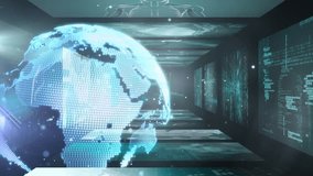 Animation of globe, numbers changing and scientific data processing. Global online security, business, finance and data processing concept digitally generated video. - Powered by Shutterstock - Get 15% off with code: PIKWIZARD15