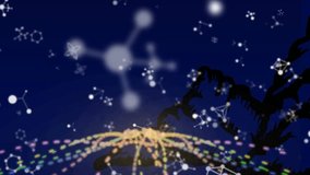 Animation of molecules over light trails on blue background. Abstract background and digital interface concept digitally generated video. - Powered by Shutterstock - Get 15% off with code: PIKWIZARD15