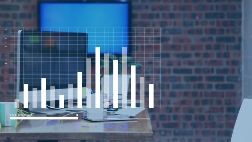 Animation of statistics and data processing over businessman using tablet. Global business, finance and data processing concept digitally generated video.
