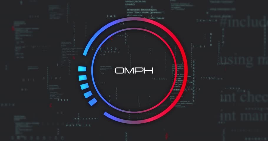 Speedometer animation showing 55 MPH over abstract background with flowing shapes and code. technology, data, digital, motion, futuristic, measurement
