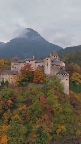 Aerial View Of Mountains Hills And Nature in South Tyrol, Italy