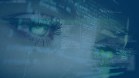 Animation of clock moving over data processing over caucasian woman eye. global connections, time, data processing and technology concept digitally generated video. - Powered by Shutterstock - Get 15% off with code: PIKWIZARD15