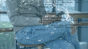 Animation of data processing over man using smartphone. social media and communication interface concept digitally generated video. - Powered by Shutterstock - Get 15% off with code: PIKWIZARD15