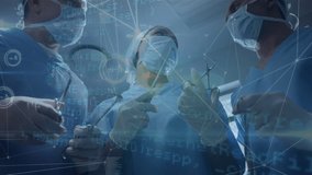Animation of data processing over diverse surgeons during surgery. global medicine, connections and digital interface concept digitally generated video. - Powered by Shutterstock - Get 15% off with code: PIKWIZARD15