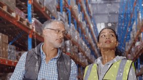 Animation of data processing over people working in warehouse. Global shipping delivery and connections concept digitally generated video. - Powered by Shutterstock - Get 15% off with code: PIKWIZARD15
