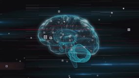 Animation of brain over nft on black background. Human biology, mind, data processing, computers and technology concept digitally generated video. - Powered by Shutterstock - Get 15% off with code: PIKWIZARD15
