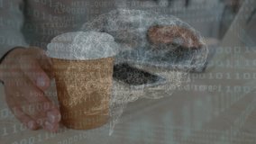 Animation of digital brain and binary code over cropped hands of caucasian businessman using laptop. Digital composite, multiple exposure, artificial intelligence, anatomy, coding and technology. - Powered by Shutterstock - Get 15% off with code: PIKWIZARD15