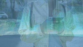 Statistical data processing over caucasian businesswoman and globe and lines at airport runway. Global network connections data processing technology and digital interface concept digitally generated - Powered by Shutterstock - Get 15% off with code: PIKWIZARD15