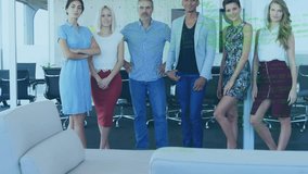 Animation of data processing over diverse business people in office. Global business and digital interface concept digitally generated video. - Powered by Shutterstock - Get 15% off with code: PIKWIZARD15