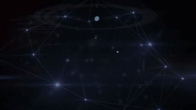 Animation of network of connections and moving clock over dna strand on black background. Global technology, computing and digital interface concept digitally generated video. - Powered by Shutterstock - Get 15% off with code: PIKWIZARD15