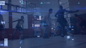 Animation of statistics and data processing over basketball game. Global sports, business, finance, computing and data processing concept digitally generated video. - Powered by Shutterstock - Get 15% off with code: PIKWIZARD15