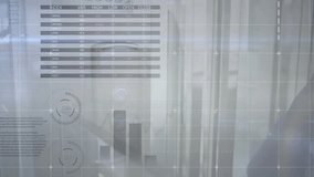 Animation of data processing on charts over midsection of traveller at airport. Travel, blobal business, digital interface, data and communication, digitally generated video. - Powered by Shutterstock - Get 15% off with code: PIKWIZARD15