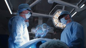 Surgeons performing an operation with 3D virtual hologram guidance, showcasing advanced medical technology and futuristic surgical procedures. - Powered by Shutterstock - Get 15% off with code: PIKWIZARD15