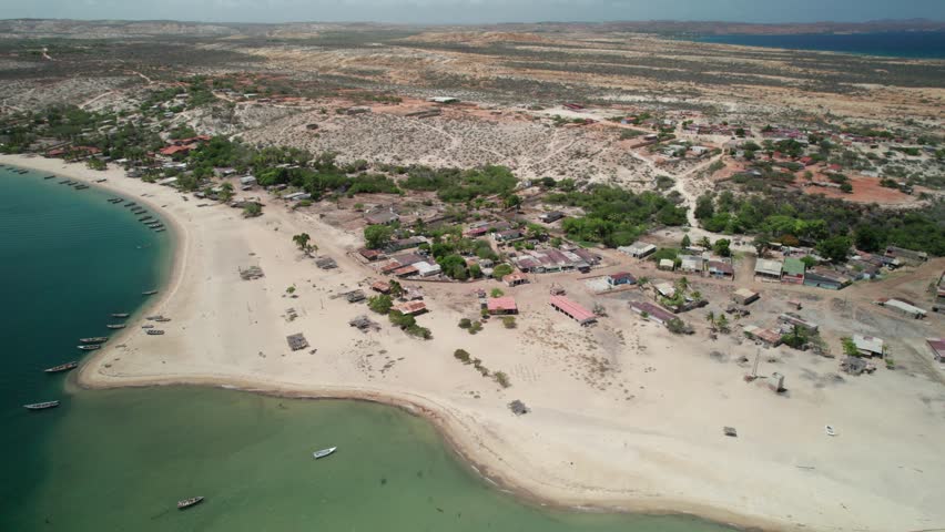 Panoramic aerial view of Punta Arena Araya beach, calm and serene atmosphere