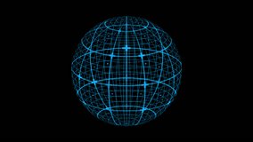 Globe Holographic Rotation Blue Wireframe  Futuristic Technology Endless Loop - Powered by Shutterstock - Get 15% off with code: PIKWIZARD15