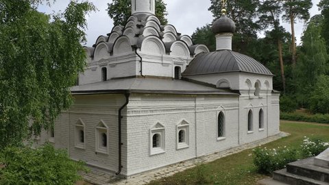Drone Ascending Beside Archangel Michael Church in Arkhangelskoye