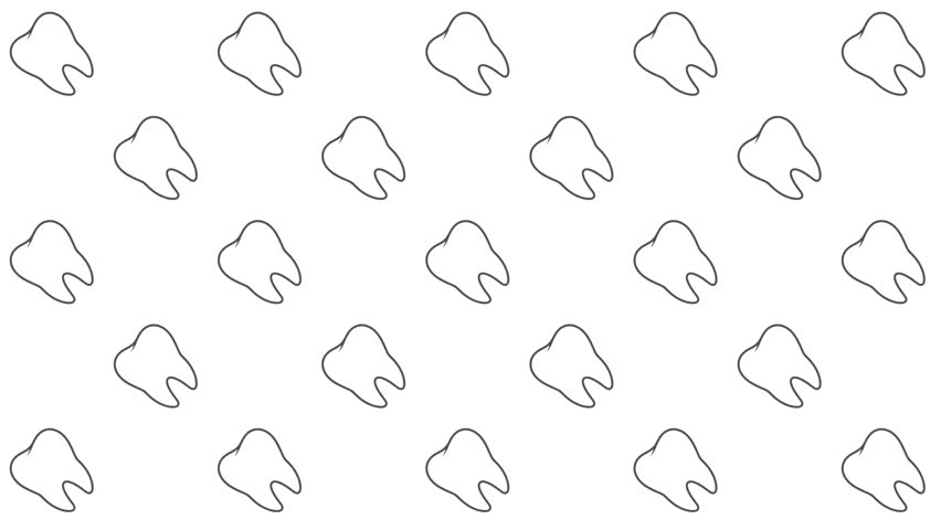 Seamless pattern featuring minimalist line art molar teeth. Clean black and white dental background design for medical, oral health, hygiene, and dentistry clinic branding or wallpaper.
