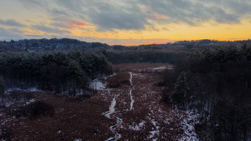 Winter aerial view featuring Rawson Hill in Shrewsbury, Massachusetts
