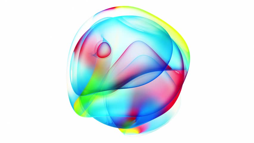 3d render of abstract art video animation with surreal alien ball sphere flower in curved wavy organic biological lines forms in fluorescent green purple and blue gradient color on white background