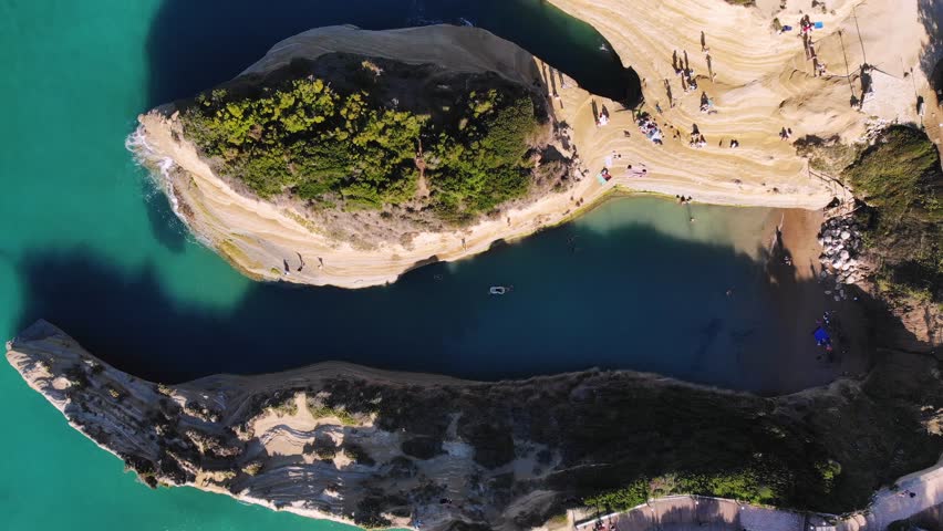 Sidari, Corfu, Canal d’Amour (Love Channel), aerial drone view of Corfu island, Greece, with turqoise water and sea beach, Kerkyra, Ionian islands, summer sunny day, Kanali tou Erota, Greek landscape
