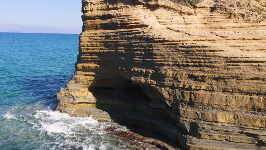Sidari, Corfu, Canal d’Amour (Love Channel), aerial drone view of Corfu island, Greece, with turqoise water and sea beach, Kerkyra, Ionian islands, summer sunny day, Kanali tou Erota, Greek landscape
