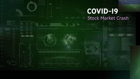 On red radar pulse, 3D magenta bars growing left to right, showing COVID-19 stock market crash. Infographic, dashboard, data, visualization, futuristic, neon, holographic - Powered by Shutterstock - Get 15% off with code: PIKWIZARD15