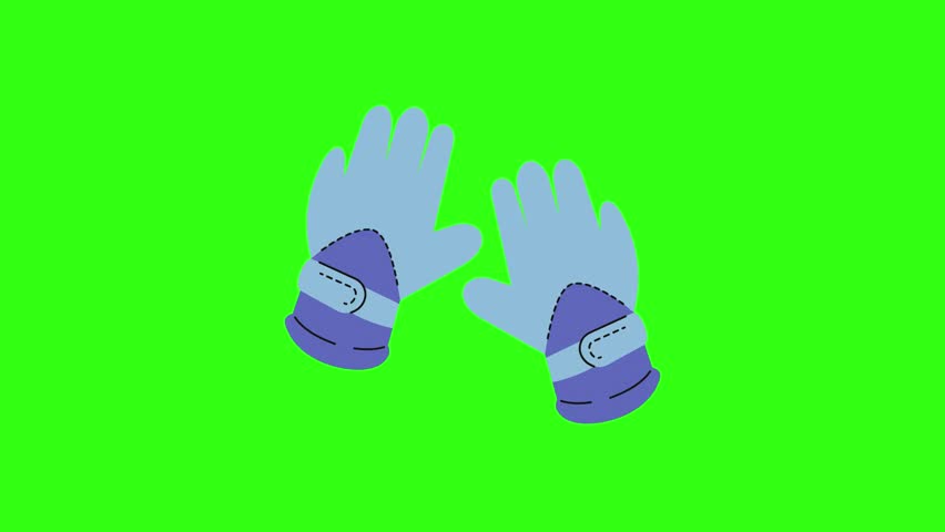 Winter gloves animation on green screen