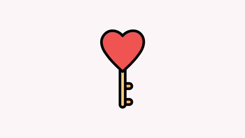 Animated a symbolic heart-shaped key representing trust, romance, and the key to someone’s heart, perfect for Valentine’s Day themes.

