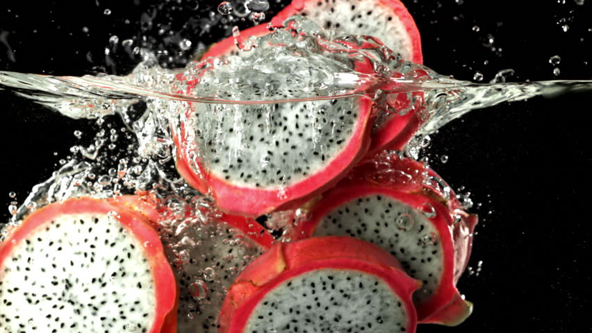 Super slow motion dragon fruit . Filmed on a high-speed camera at 1000 fps. High quality FullHD footage