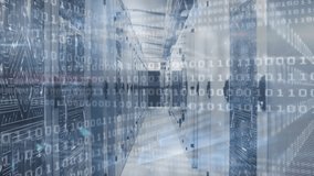 Animation of binary coding over server room. global technology, computing and digital interface concept digitally generated video. - Powered by Shutterstock - Get 15% off with code: PIKWIZARD15