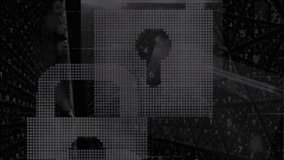 Animation of padlock icon and data processing over caucasian businessman in server room. global technology, data processing and digital interface concept digitally generated video. - Powered by Shutterstock - Get 15% off with code: PIKWIZARD15