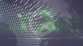 Animation of scope scanning with light trails over data processing and world map. Global technology, computing and digital interface concept digitally generated video. - Powered by Shutterstock - Get 15% off with code: PIKWIZARD15