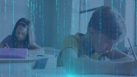 Animation of like text with icons and data processing over diverse schoolchildren. Global education, learning and digital interface concept digitally generated video. - Powered by Shutterstock - Get 15% off with code: PIKWIZARD15