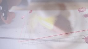 Animation of graphs and virus cells over hand of african american man and pills on white background. Global economy, finance, health, medicine and covid 19 pandemic concept digitally generated video. - Powered by Shutterstock - Get 15% off with code: PIKWIZARD15