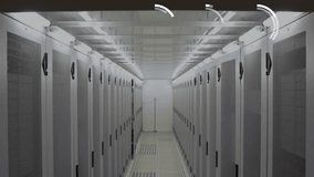 Animation of loading circles, changing numbers and connected icons over data server room. Digital composite, multiple exposure, growth, communication, data center, networking and technology concept. - Powered by Shutterstock - Get 15% off with code: PIKWIZARD15