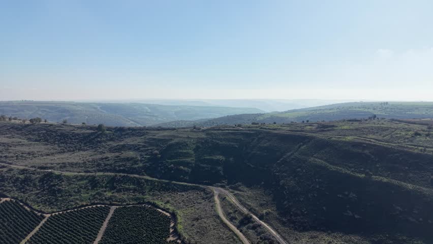 Golan Heights aerial view
Flying over Golan Heights landscape, Israel
