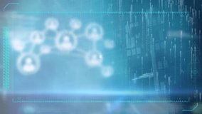 Animation of statistics, data processing and network of connections with people icons. Global connections, networks, digital interface and data processing concept digitally generated video. - Powered by Shutterstock - Get 15% off with code: PIKWIZARD15