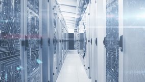 Animation of multiple changing numbers against microprocessor connections over computer server room. Business data storage technology concept - Powered by Shutterstock - Get 15% off with code: PIKWIZARD15