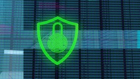 Animation of security padlock icon over binary coding data processing against blue background. Cyber security and business technology concept - Powered by Shutterstock - Get 15% off with code: PIKWIZARD15