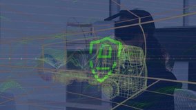 Animation of data processing and padlock over caucasian businesswoman using vr headset. Global business and digital interface concept digitally generated video. - Powered by Shutterstock - Get 15% off with code: PIKWIZARD15