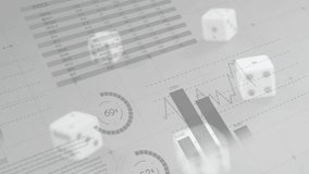 Animation of data processing over dices. Global business and digital interface concept digitally generated video. - Powered by Shutterstock - Get 15% off with code: PIKWIZARD15