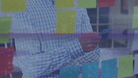 Animation of interference over caucasian businessman in office. Global business and digital interface concept digitally generated video. - Powered by Shutterstock - Get 15% off with code: PIKWIZARD15