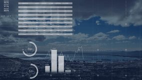 Animation of globe with statistical data processing over night city. Global business finances connections and digital interface concept digitally generated video. - Powered by Shutterstock - Get 15% off with code: PIKWIZARD15